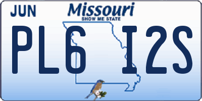 MO license plate PL6I2S