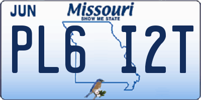 MO license plate PL6I2T