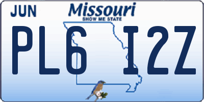 MO license plate PL6I2Z