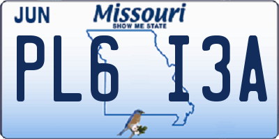 MO license plate PL6I3A
