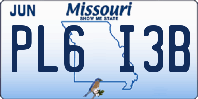 MO license plate PL6I3B