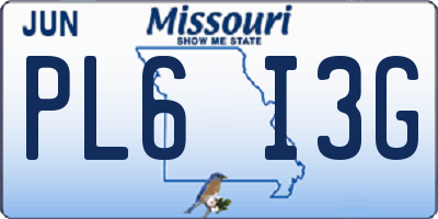 MO license plate PL6I3G