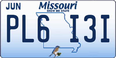 MO license plate PL6I3I