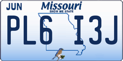 MO license plate PL6I3J