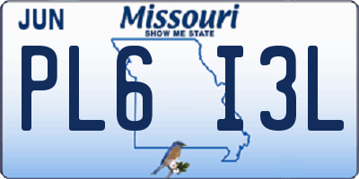 MO license plate PL6I3L