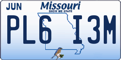 MO license plate PL6I3M