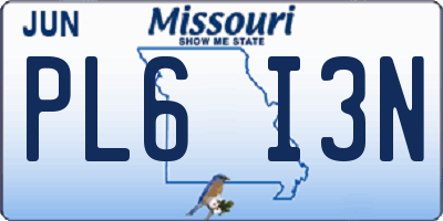 MO license plate PL6I3N