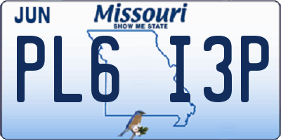 MO license plate PL6I3P