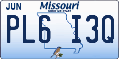 MO license plate PL6I3Q