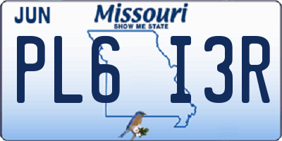MO license plate PL6I3R
