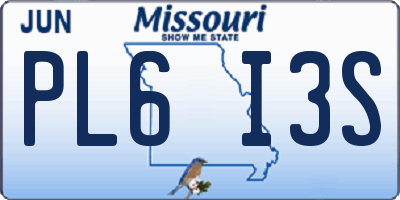 MO license plate PL6I3S