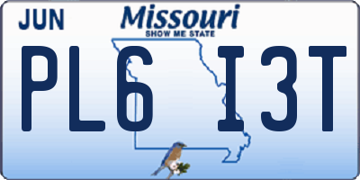 MO license plate PL6I3T