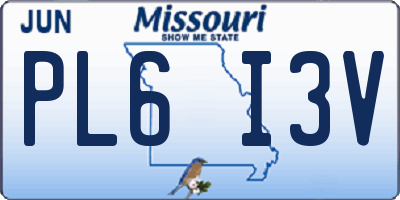 MO license plate PL6I3V