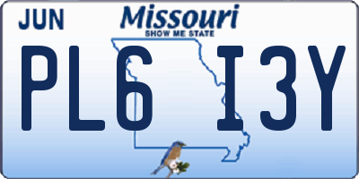 MO license plate PL6I3Y