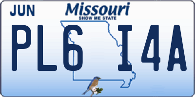 MO license plate PL6I4A