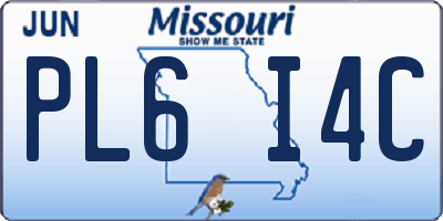 MO license plate PL6I4C