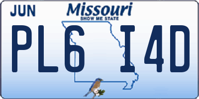 MO license plate PL6I4D