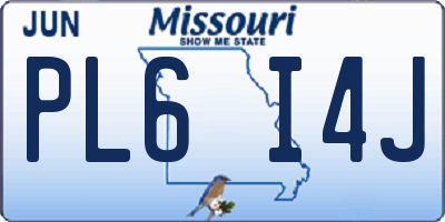 MO license plate PL6I4J