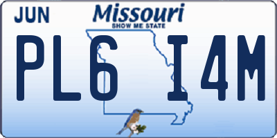 MO license plate PL6I4M