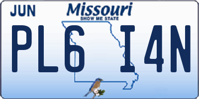 MO license plate PL6I4N
