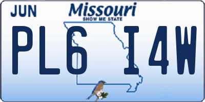 MO license plate PL6I4W