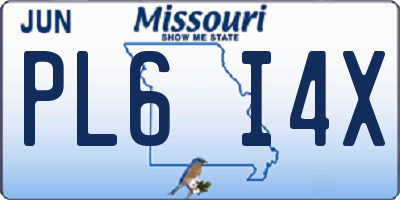 MO license plate PL6I4X