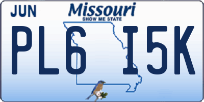 MO license plate PL6I5K