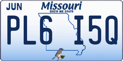 MO license plate PL6I5Q