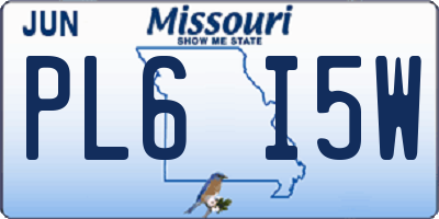 MO license plate PL6I5W