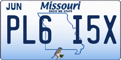 MO license plate PL6I5X