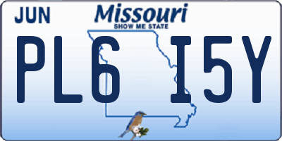 MO license plate PL6I5Y