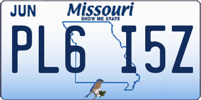 MO license plate PL6I5Z