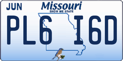 MO license plate PL6I6D