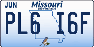 MO license plate PL6I6F