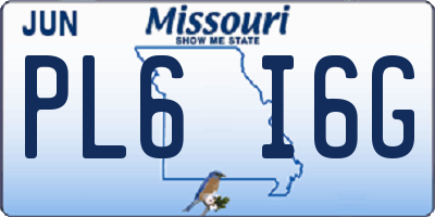MO license plate PL6I6G