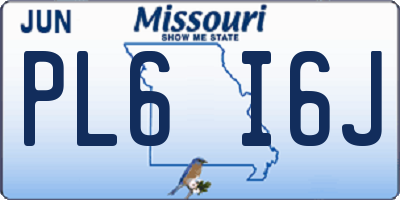 MO license plate PL6I6J