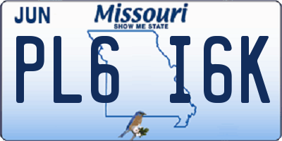 MO license plate PL6I6K