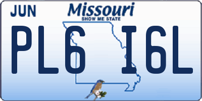 MO license plate PL6I6L
