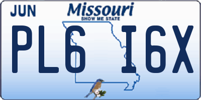 MO license plate PL6I6X