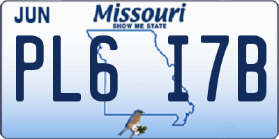 MO license plate PL6I7B
