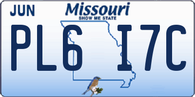 MO license plate PL6I7C