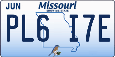 MO license plate PL6I7E