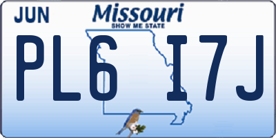 MO license plate PL6I7J