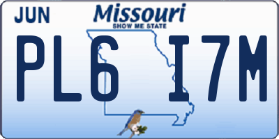 MO license plate PL6I7M