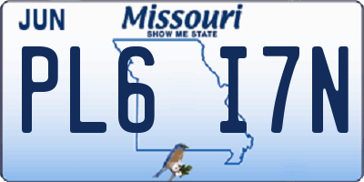 MO license plate PL6I7N