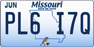 MO license plate PL6I7Q