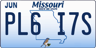MO license plate PL6I7S