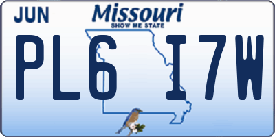 MO license plate PL6I7W