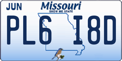 MO license plate PL6I8D