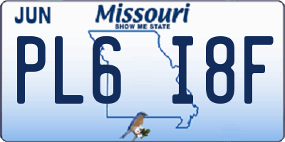 MO license plate PL6I8F